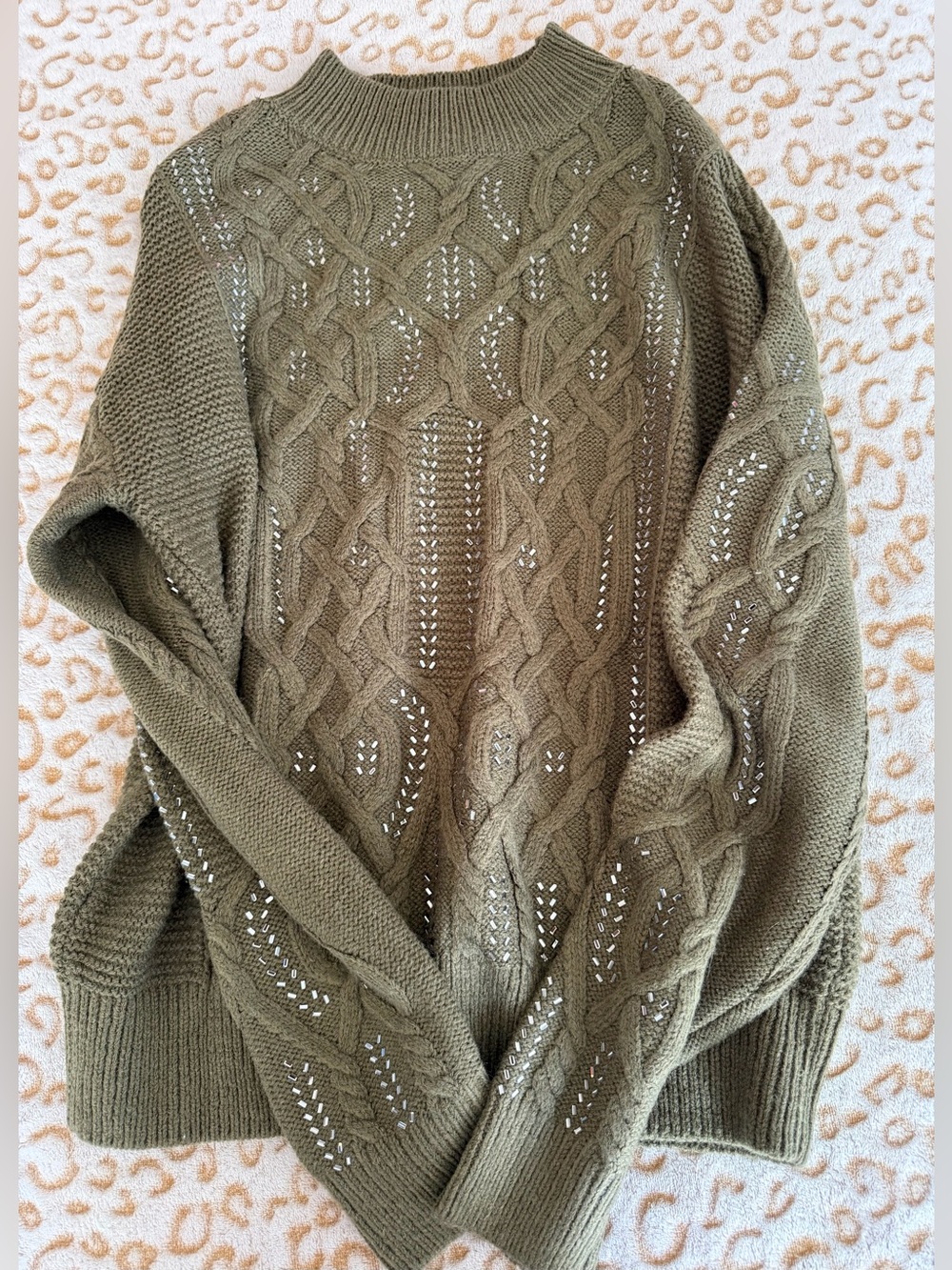 NWT White House Black Market Wool
Olive Green Embellished Cable Size: XL - Picture 8 of 8